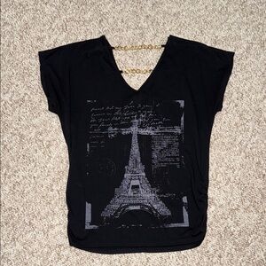 Chic Black Eiffel Tower Graphic Tee